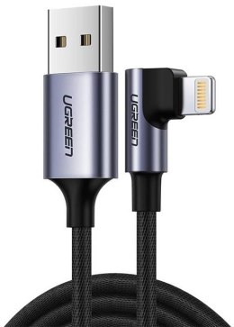 Kabel USB do Lightning kątowy UGREEN US299, MFi, 1m (czarny)