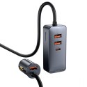 Ładowarka samochodowa Baseus Share Together z przedłużaczem, 3x USB, USB-C, 120W (szara)