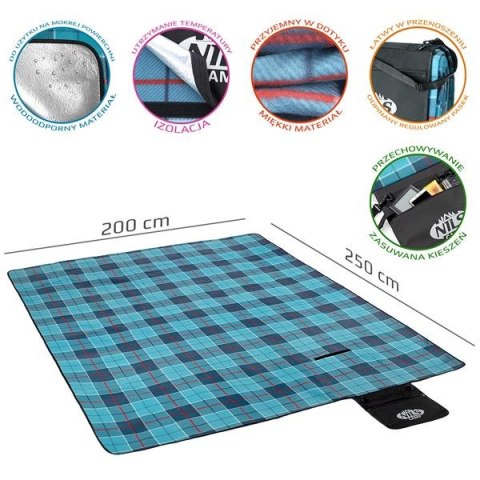 NC8002 NIEBIESKI KRATKA KOC PIKNIKOWY 250x200 PE ALU NILS CAMP