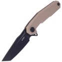 Nóż składany Kubey Carve Nest Tan G10, Black Coated D2