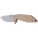 Nóż składany Kubey Nova Tan G10, Satin D2 (KU117F)