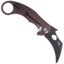 Nóż składany LionSteel L.E.One Karambit Earth Brown Aluminium, Chemical Black MagnaCut by Emerson Design (LE1 A EB)