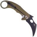 Nóż składany LionSteel L.E.One Karambit Green Aluminium, Chemical Black MagnaCut by Emerson Design (LE1 A GB)