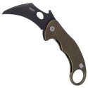 Nóż składany LionSteel L.E.One Karambit Green Aluminium, Chemical Black MagnaCut by Emerson Design (LE1 A GB)