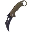 Nóż składany LionSteel L.E.One Karambit Green Aluminium, Chemical Black MagnaCut by Emerson Design (LE1 A GB)