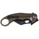 Nóż składany LionSteel L.E.One Karambit Green Aluminium, Chemical Black MagnaCut by Emerson Design (LE1 A GB)