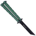 Nóż składany motylek K25 Balisong Green Aluminium, Titanium Coated (36249)