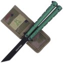 Nóż składany motylek K25 Balisong Green Aluminium, Titanium Coated (36249)