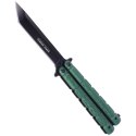 Nóż składany motylek K25 Balisong Green Aluminium, Titanium Coated (36249)