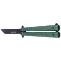 Nóż składany motylek K25 Balisong Green Aluminium, Titanium Coated (36249)