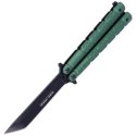 Nóż składany motylek K25 Balisong Green Aluminium, Titanium Coated (36249)