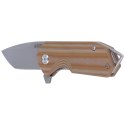 Nóż Kubey Knife Campe, Striped Beige G10, Sandblast D2 (KU203F)