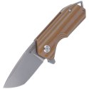 Nóż Kubey Knife Campe, Striped Beige G10, Sandblast D2 (KU203F)