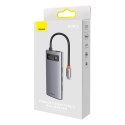 Hub 6w1 Baseus Metal Gleam Series, USB-C do 3x USB 3.0 + USB-C PD + microSD/SD