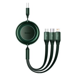 Kabel USB 3w1 Baseus Bright Mirror 2, micro USB / Lightning / USB-C, płaski, 3.5A, 1.1m (zielony)