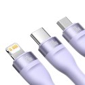 Kabel USB 3w1 Baseus Flash Series 2, USB-C + micro USB + Lightning, 100W, 1.2m (fioletowy)