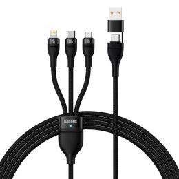 Kabel USB 3w1 Baseus Flash Series 2, USB-C + micro USB + Lightning, 100W, 1.5m (czarny)