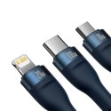 Kabel USB 3w1 Baseus Flash Series 2, USB-C + micro USB + Lightning, 100W, 1.5m (niebieski)