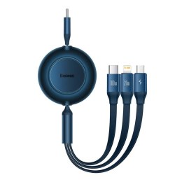 Kabel USB-C 3w1 Baseus Bright Mirror 4, micro USB / Lightning / USB-C, 100W / 3.5A, 1.1m (niebieski)