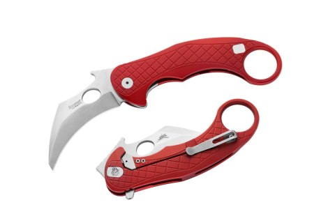 Nóż składany LionSteel L.E.One Karambit Red Aluminium, Stonewashed MagnaCut by Emerson Design (LE1 A RS)