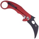 Nóż składany LionSteel L.E.One Karambit Red Aluminium, Chemical Black MagnaCut by Emerson Design (LE1 A RB)