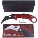 Nóż składany LionSteel L.E.One Karambit Red Aluminium, Chemical Black MagnaCut by Emerson Design (LE1 A RB)