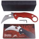 Nóż składany LionSteel L.E.One Karambit Red Aluminium, Stonewashed MagnaCut by Emerson Design (LE1 A RS)