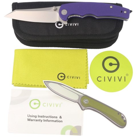 Nóż składany Civivi P87 G10 Purple, Silver Bead Blasted Nitro-V by Kaila Cumings (C21043-2)