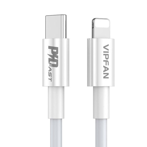 Kabel USB-C do Lightning Vipfan P01, 3A, PD, 1m (biały)