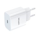 Ładowarka sieciowa VFAN E04, USB-C, 20W, QC 3.0 + kabel USB-C (biała)