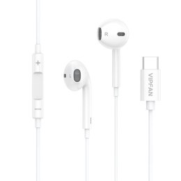 Słuchawki douszne przewodowe VFAN M14, USB-C, 1.1m (białe)