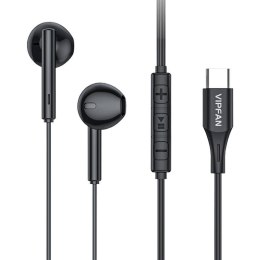Słuchawki douszne przewodowe VFAN M18, USB-C (czarne)