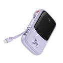Powerbank Baseus Qpow Pro z kablem Lightning, USB-C, USB, 10000mAh, 20W (fioletowy)