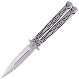Nóż składany motylek Martinez Albainox Balisong Grey Decorated Steel, Satin Finish (02118)
