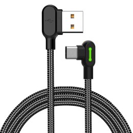 Kabel USB do USB-C kątowy Mcdodo CA-5282 LED, 1.8m (czarny)