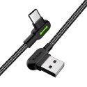 Kabel USB do USB-C kątowy Mcdodo CA-5282 LED, 1.8m (czarny)