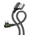 Kabel USB do USB-C kątowy Mcdodo CA-5283 LED, 3m (czarny)