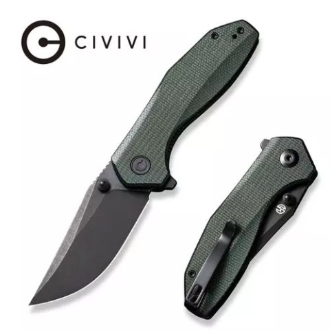 Nóż składany Civivi ODD 22 Green Canvas Micarta, Black Stonewashed 14C28N by Tuffknives (C21032-2)