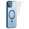 Zestaw ochronny Baseus Frame przeźroczyste etui magnetyczne i szkło hartowane do iPhone 14 (niebieski)