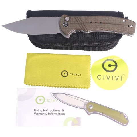 Nóż składany CIVIVI Cogent Green Micarta, Silver Bead Blasted 14C28N (C20038D-5)