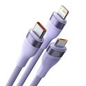 Kabel USB 3w1 Baseus Flash II, USB-C + micro USB + Lightning, 66W, 1.2m (fioletowy)
