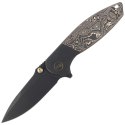 Nóż składany WE Knife Nitro Mini Black Titanium / Copper Foil Carbon Fiber, Black Stonewashed CPM 20CV by Peter Carey (WE22015-2