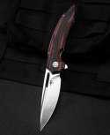 Nóż składany Bestech Ornetta Carbon Fiber / Red G10, Stonewash / Satin N690 by Kombou (BL02B)