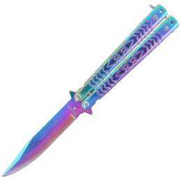 Nóż składany motylek Martinez Albainox Balisong Steel, Rainbow Finish (02193)