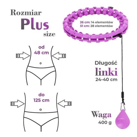 Hula Hop z wypustkami i obciążnikiem HMS HHW12 PLUS SIZE