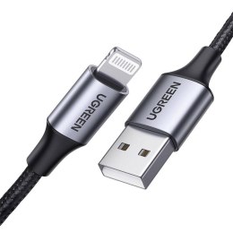 Kabel Lightning do USB UGREEN 2.4A US199, 1.5m (czarny)
