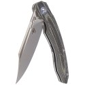 Nóż składany Bestech Fanga Carbon Fiber / Beige G10, Satin D2 by Kombou (BG18D)