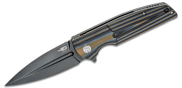 Nóż składany Bestech Fin Black / Blue / Brown G10, Black Stonewashed 14C28N (BG34D-3)