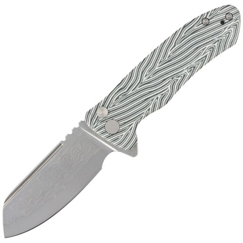 Nóż składany Kubey Knife Creon White/Green G10, Damascus (KU336A)