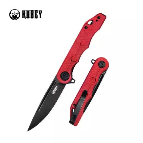 Nóż składany Kubey Knife Mizo Red G10, Blackwashed AUS-10 by Tiguass (KU312C)